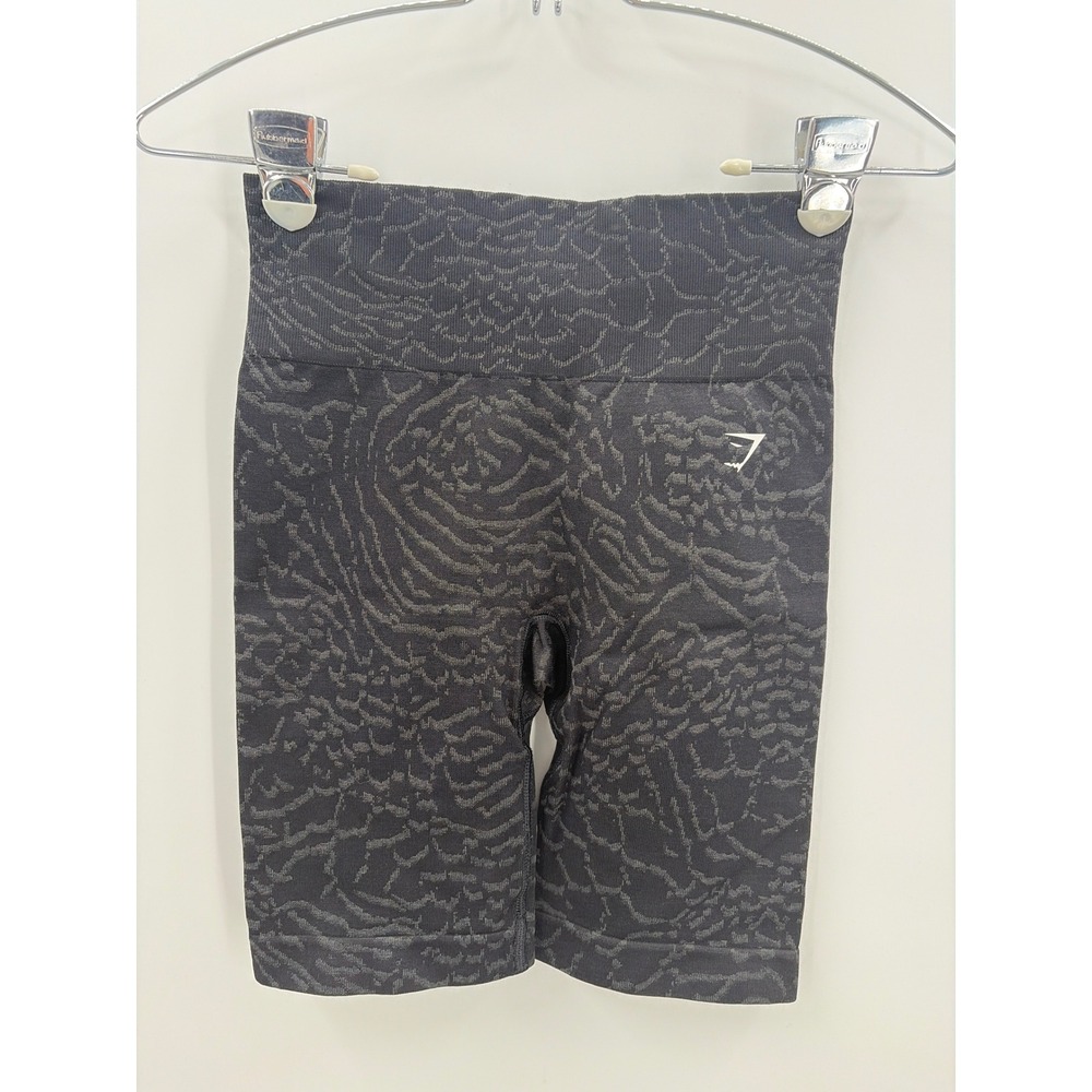 Gymshark Mercury Seamless Cycling Shorts Black Grey Animal Scrunch Womens Small